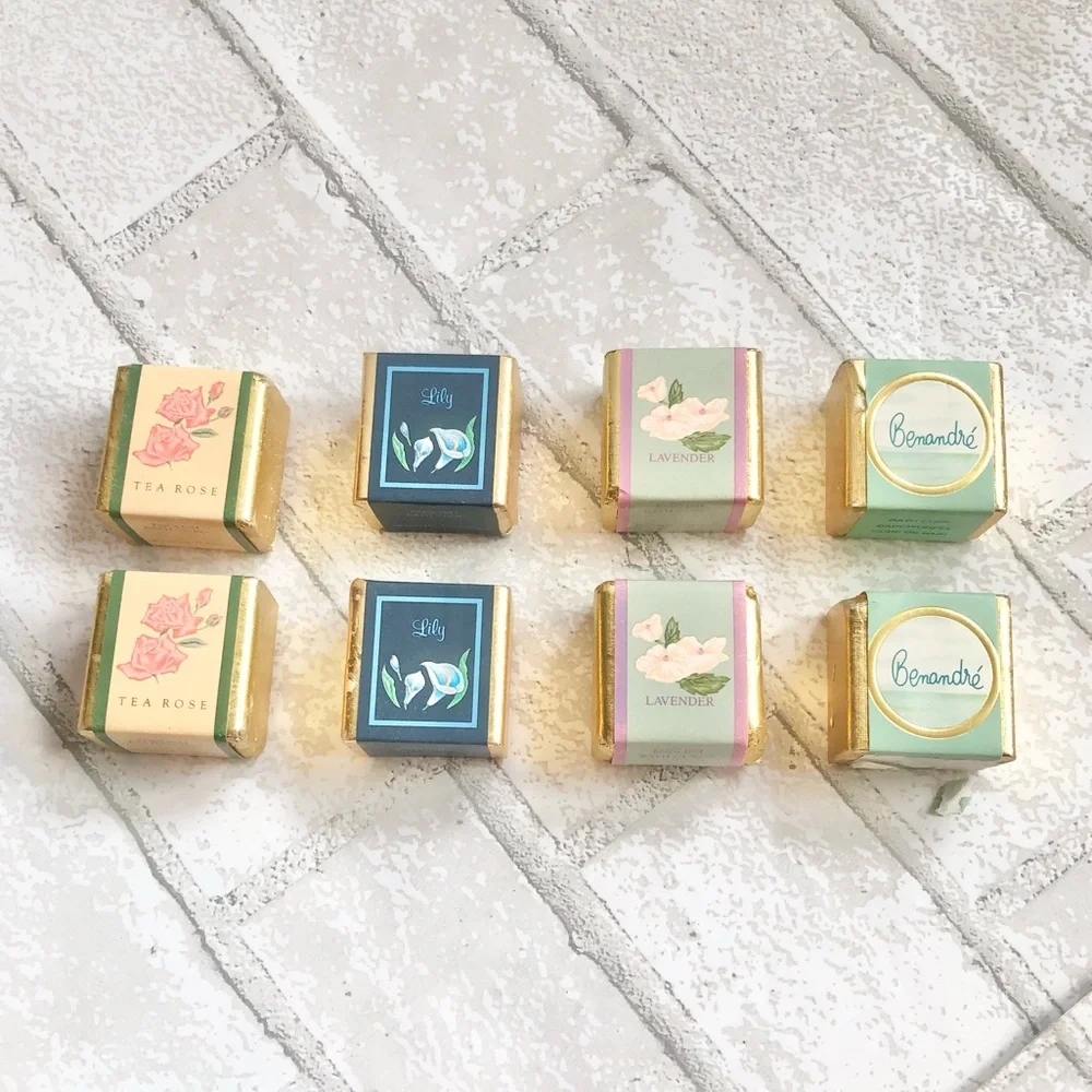 Vintage Ben Rickert English Bath Cubes Set 8pc Tea Rose Lily Lavender